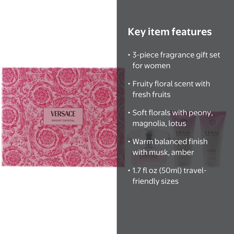 Versace Bright Crystal 3-Piece Fragrance Gift Set for Women