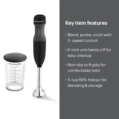 KitchenAid 2-Speed Hand Blender with Stainless Steel Blades for