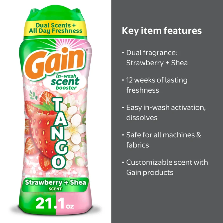 Gain, Laundry Scent Beads, 21.1 oz, Dual Strawberry & Shea Scent