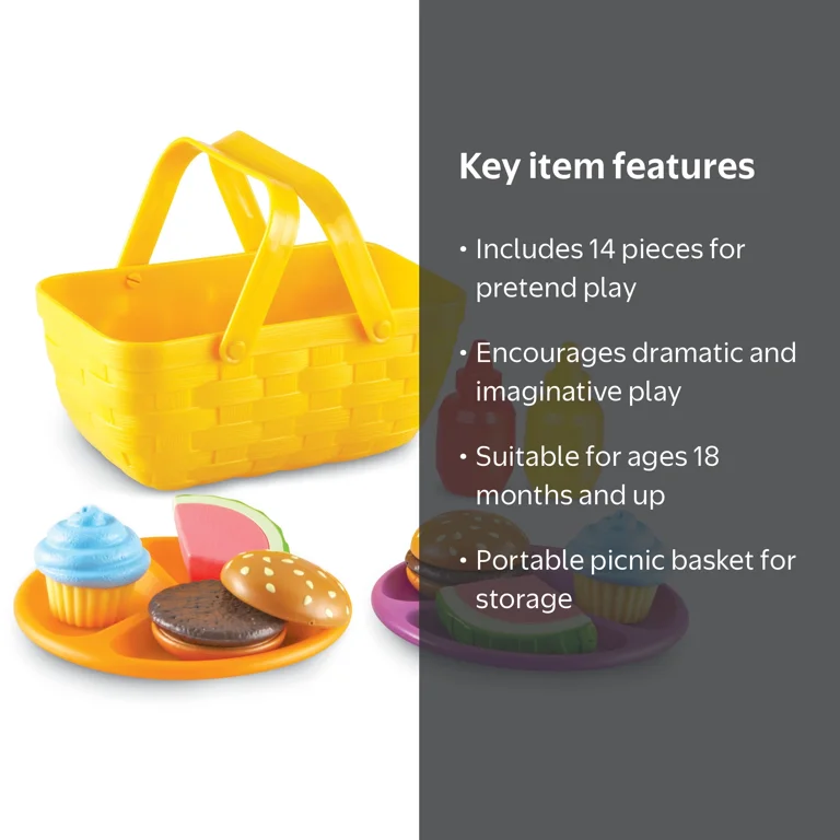 Learning Resources, Pretend Play Food Set, Picnic Basket - Walmart.com
