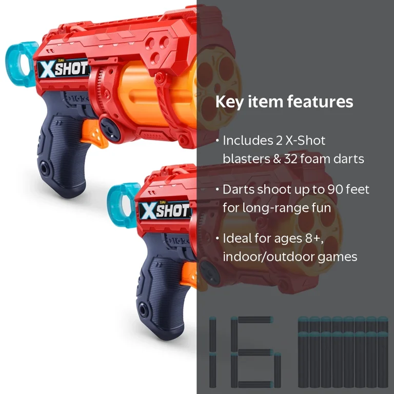ZURU X-Shot Excel Fury Foam Dart Blaster ‚Äì Pack of 2: Futuristic