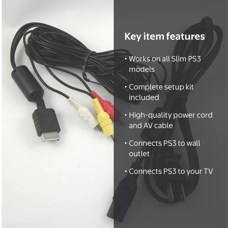 PlayStation Slim PS3 Connection Kit, Power Cable and Composite AV