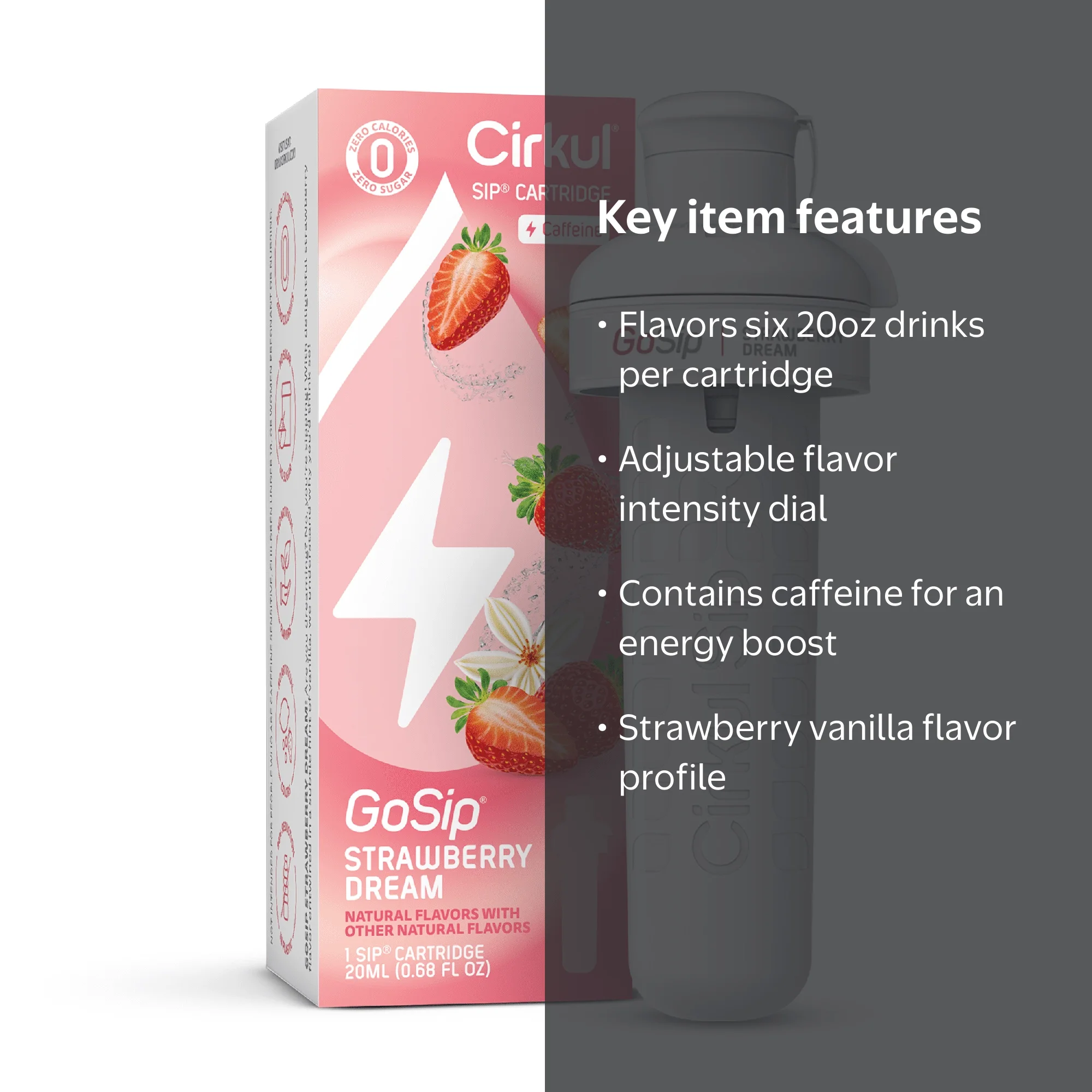 Cirkul GoSip Strawberry Dream Flavor Cartridge, Drink Mix, 1-Pack