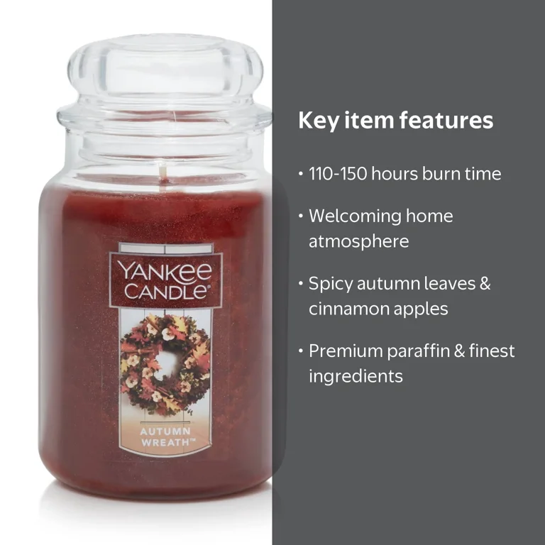 Yankee Candle, Large Jar Candle, Autumn Wreath, 22 oz