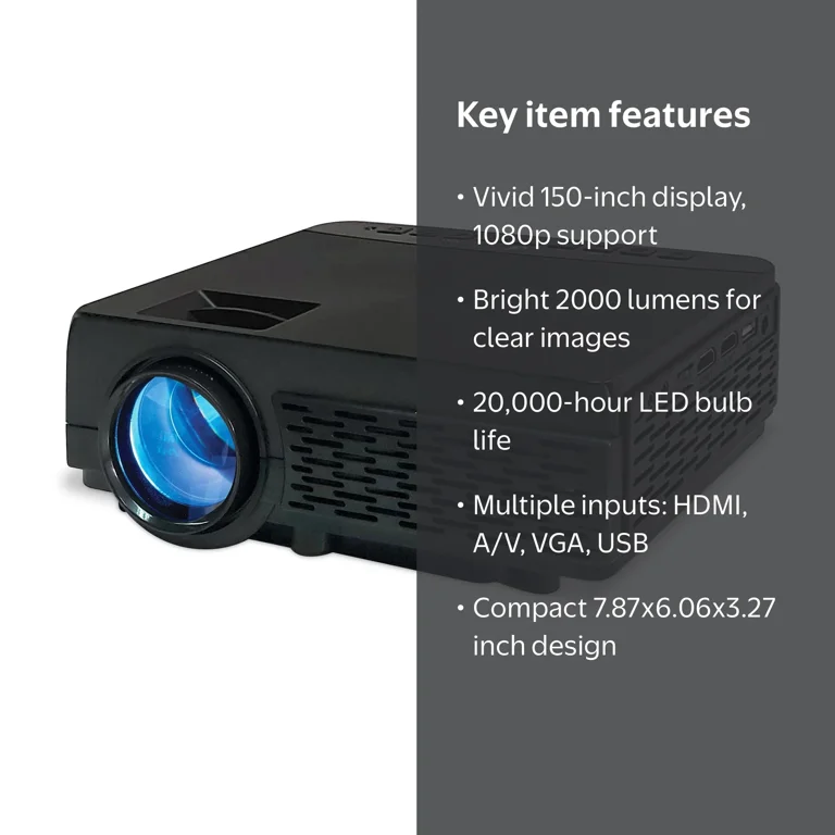 Portable LED Projector 本体 ブラック GPX Mini Bluetooth Projector, PJ3000B, Black - Walmart.com