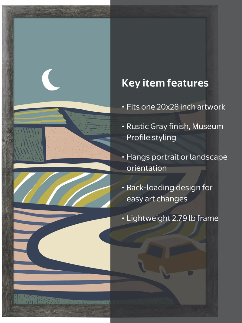 Mainstays 20x28 Rustic Gray Museum Poster Frame Durable Wall Art