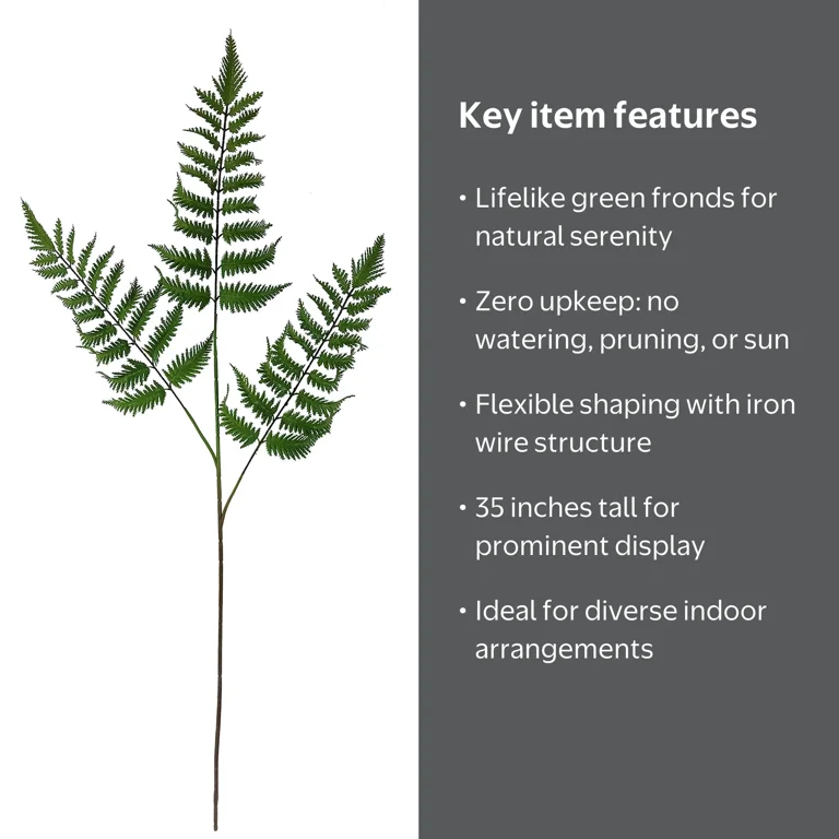 Mainstays 35-inch Artificial Green Fern Stem Indoor Decor