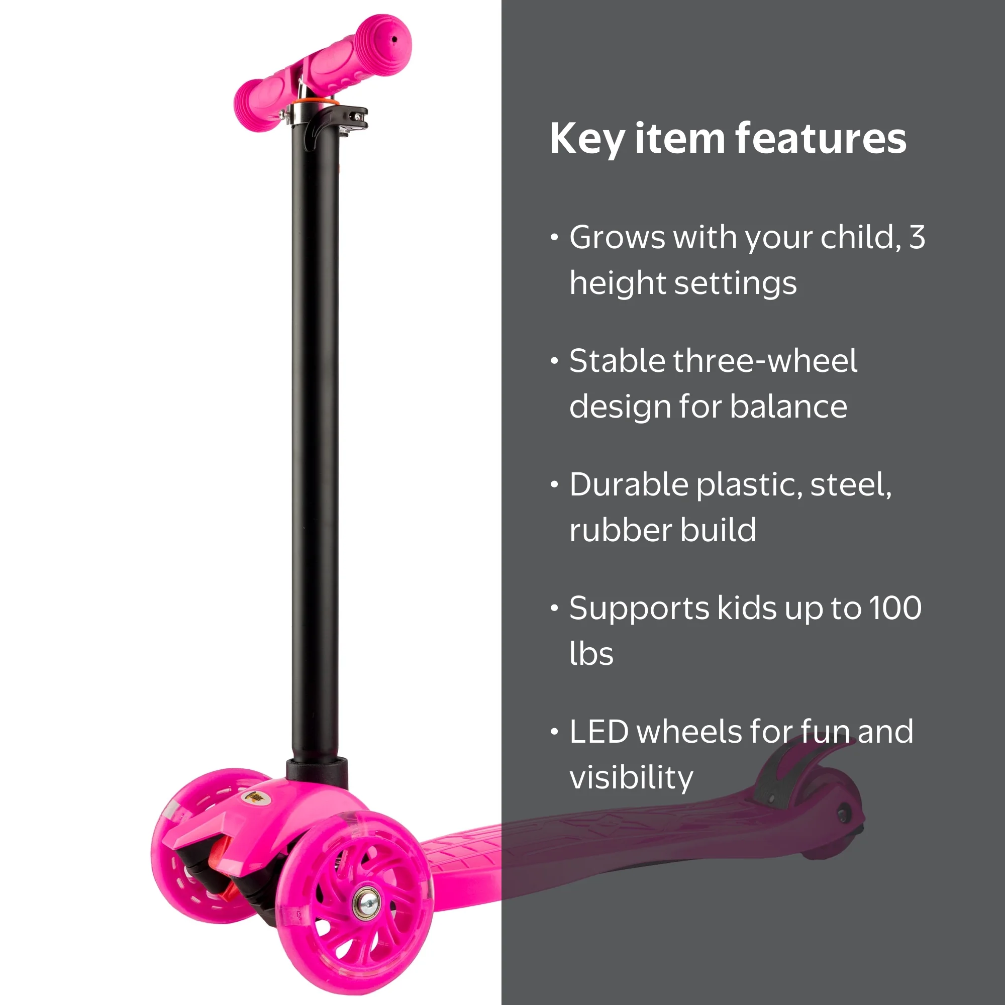Lil' Rider Toddler Scooter with Adjustable Handlebar and LED