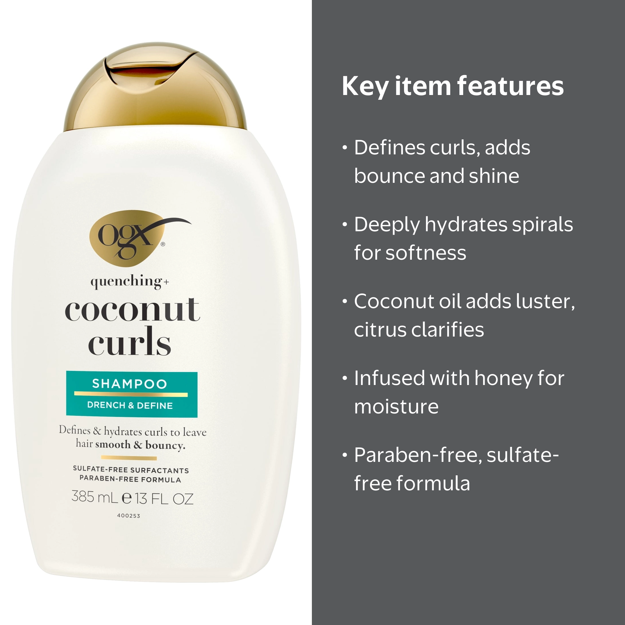 OGX Quenching + Coconut Curls Shampoo, Hydrates & Defines Curls