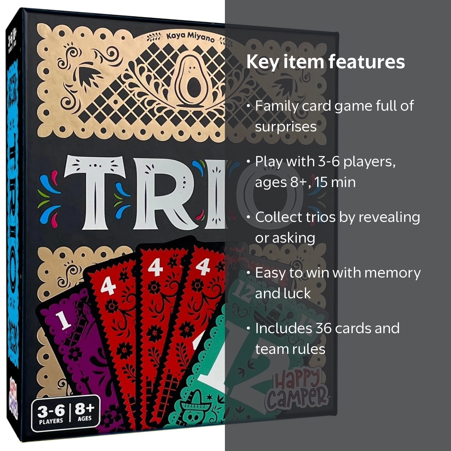 Happy Camper TRIO Card Game, Family Game for 3-6 Players Ages 8+