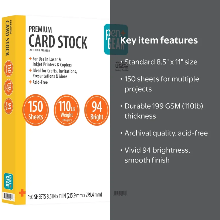 Pen+Gear Premium White Index Card Stock, 8.5