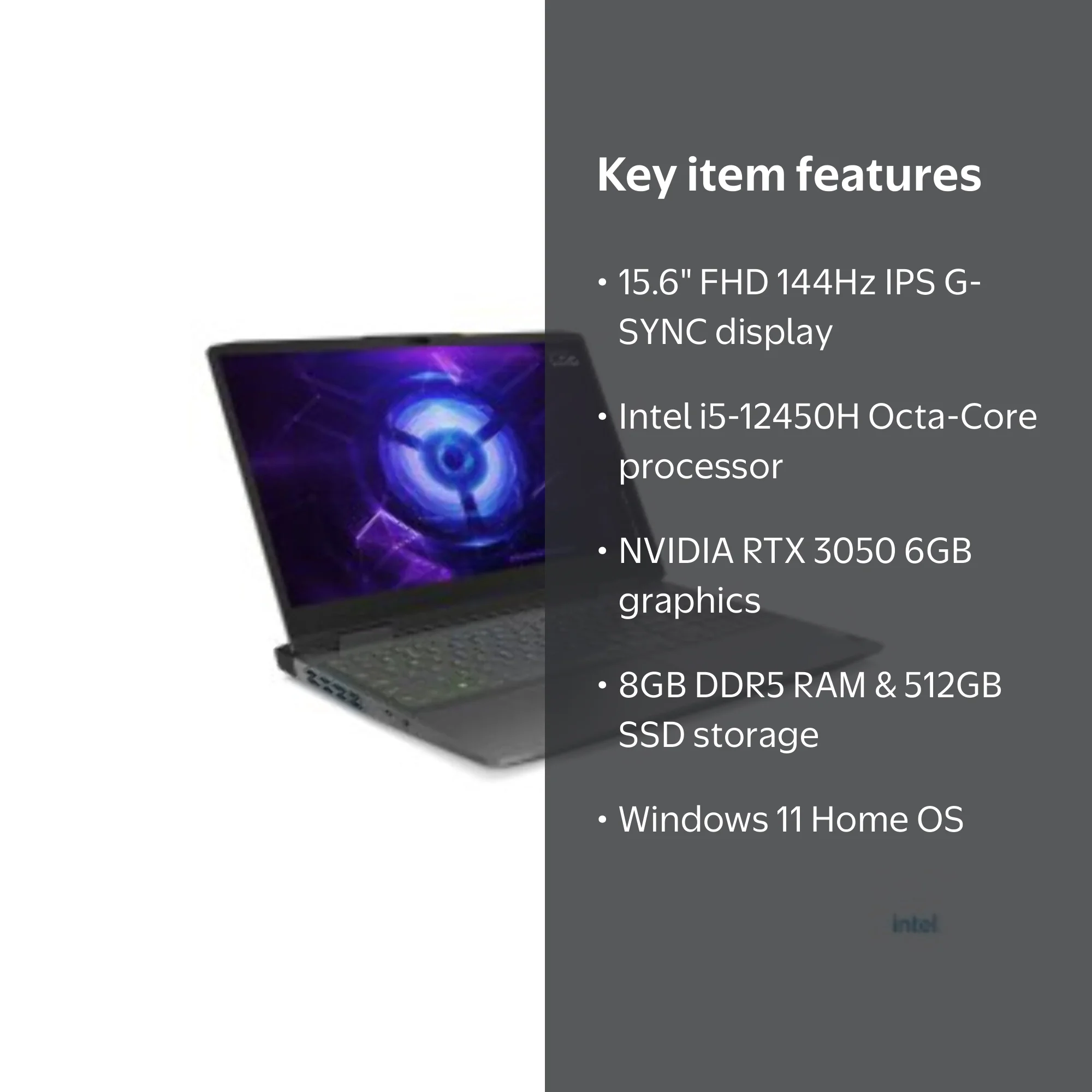 Lenovo LOQ 15IRH8 Gaming, Core i5, 8GB, 512GB SSD, 15.6'' 144Hz