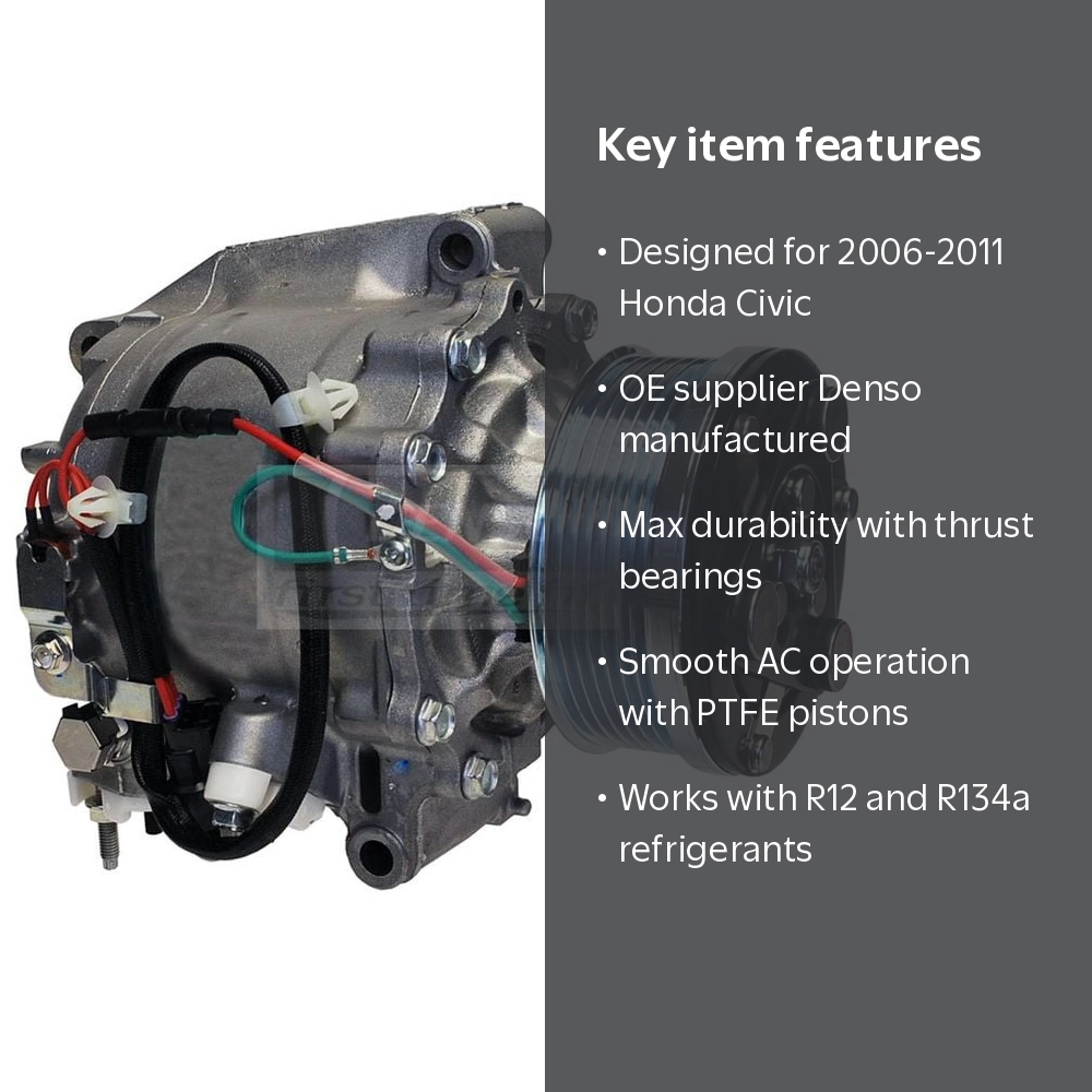 DENSO, A C Compressor, 471-7054, with Clutch for Honda Civic 2006