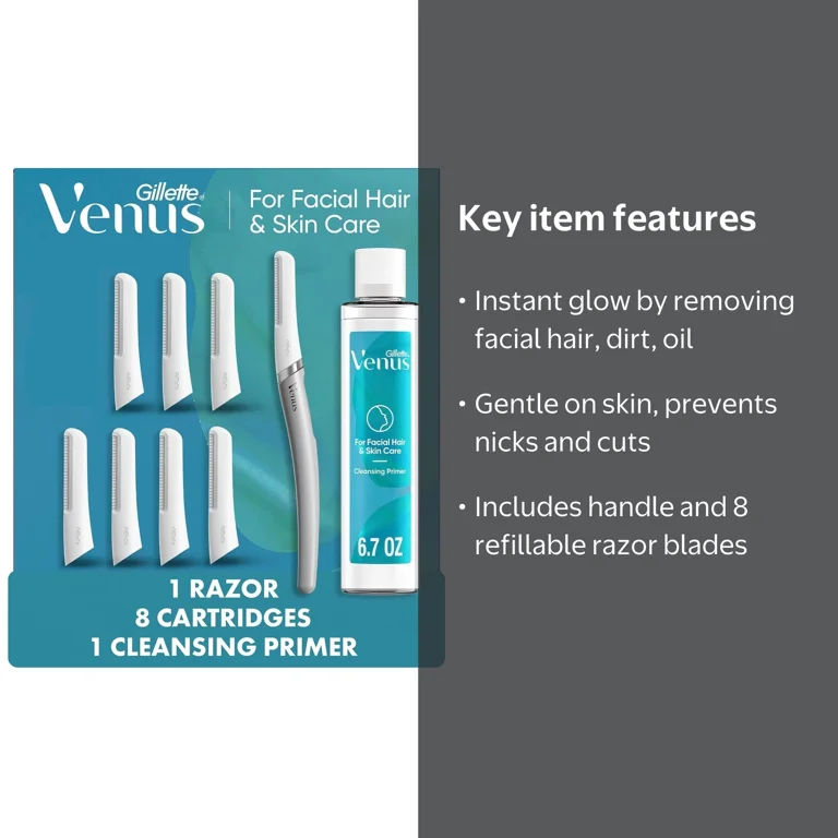 Venus Dermaplane Tool for Facial Hair and Skin Care Kit with Razor