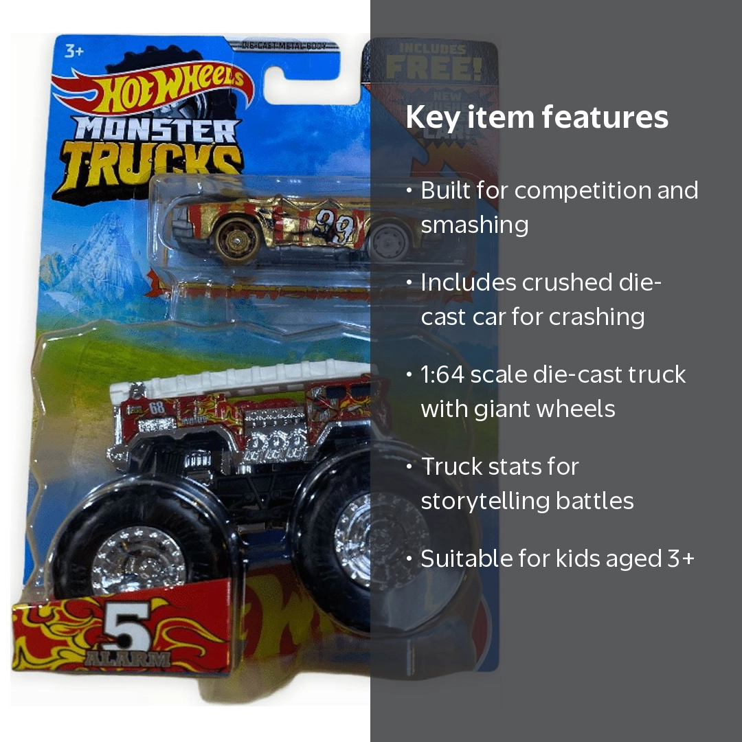 Hot Wheels Monster Trucks 5 Alarm Diecast Car (Crushed Die-Cast