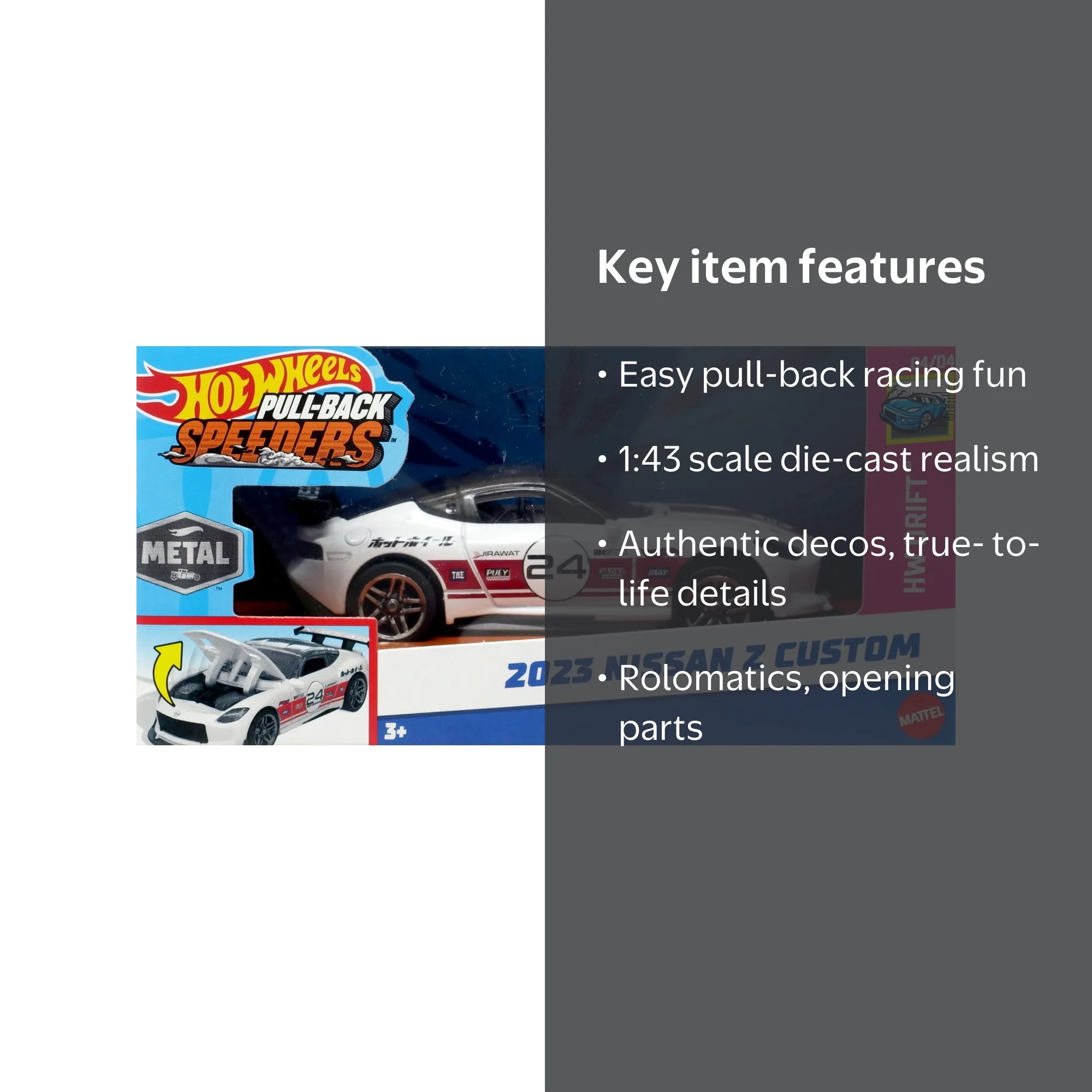 Hot Wheels HW Drift 2023 Nissan Z Custom Diecast Pull-Back Car
