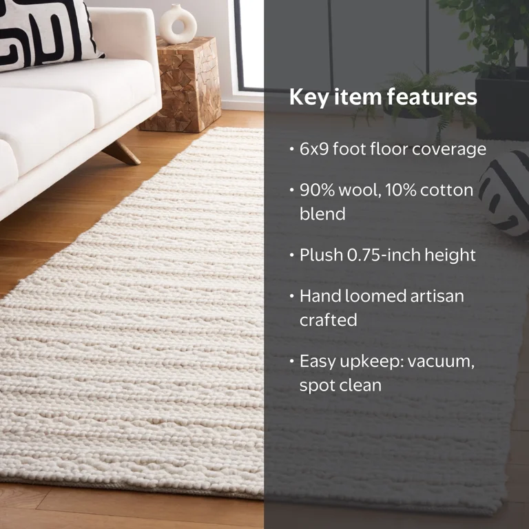 SAFAVIEH Natura Rosaline Striped Area Rug, Ivory, 6' x 9