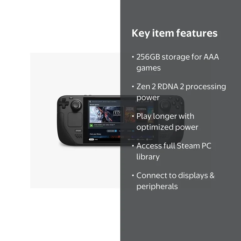Valve Steam Deck, 256GB, Portable Handheld Gaming Console, SteamOS