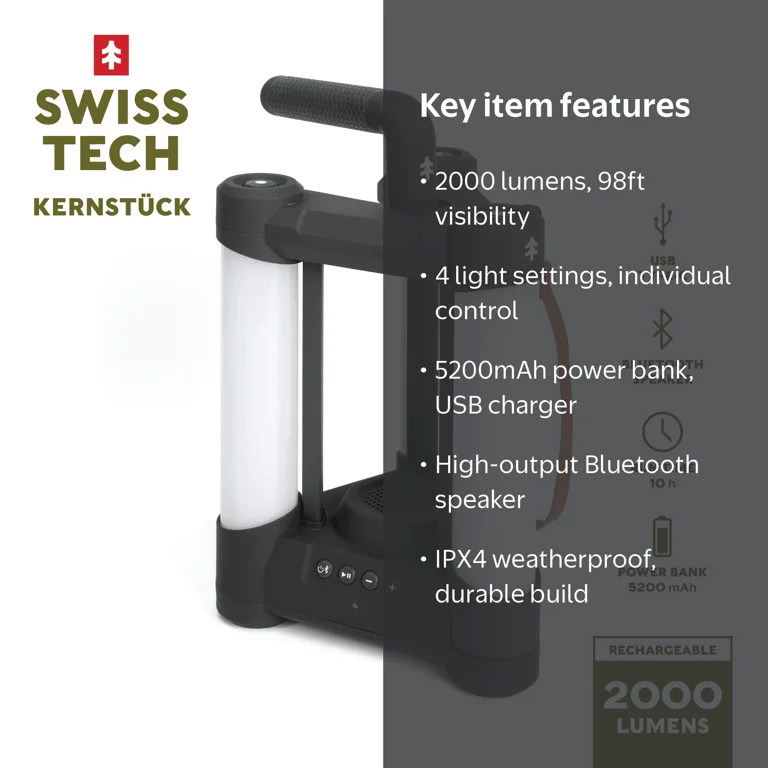 Free Shipping! Swiss Tech LED Lantern, 2000 Lumen Rechargeable