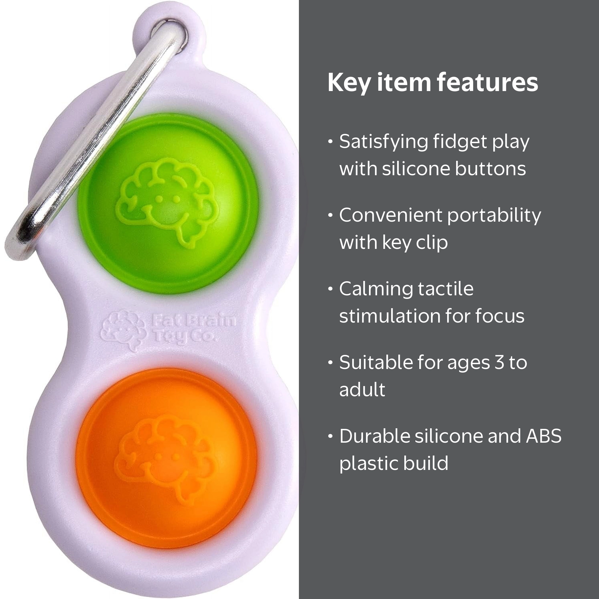 Fat Brain 1 Simple Dimpl Keychain in Orange Lime 27085 - Walmart.com