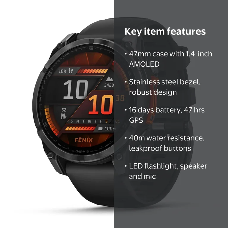 Garmin fenix 8 – 47mm, AMOLED, Multisport GPS Smartwatch, Dive