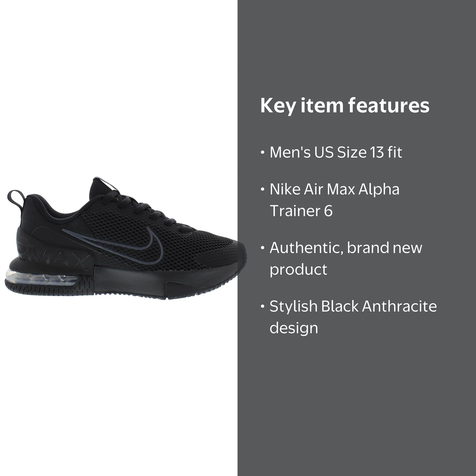 Men's Nike Air Max Alpha Trainer 6 Black/Anthracite-Black (FQ1833