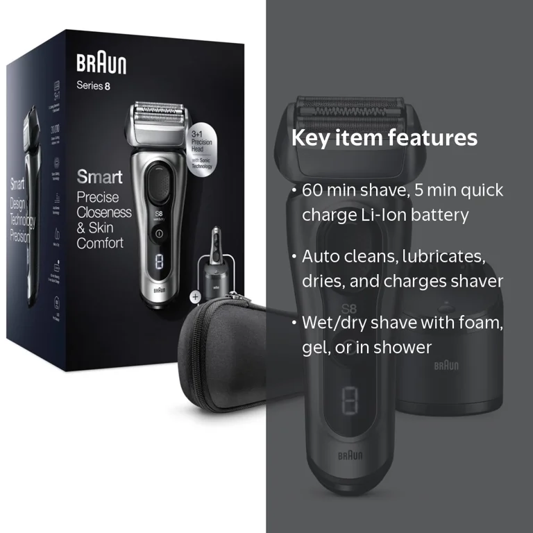 Braun Series 8 8457CC Electric Shaver, Wet & Dry, Beard Trimmer