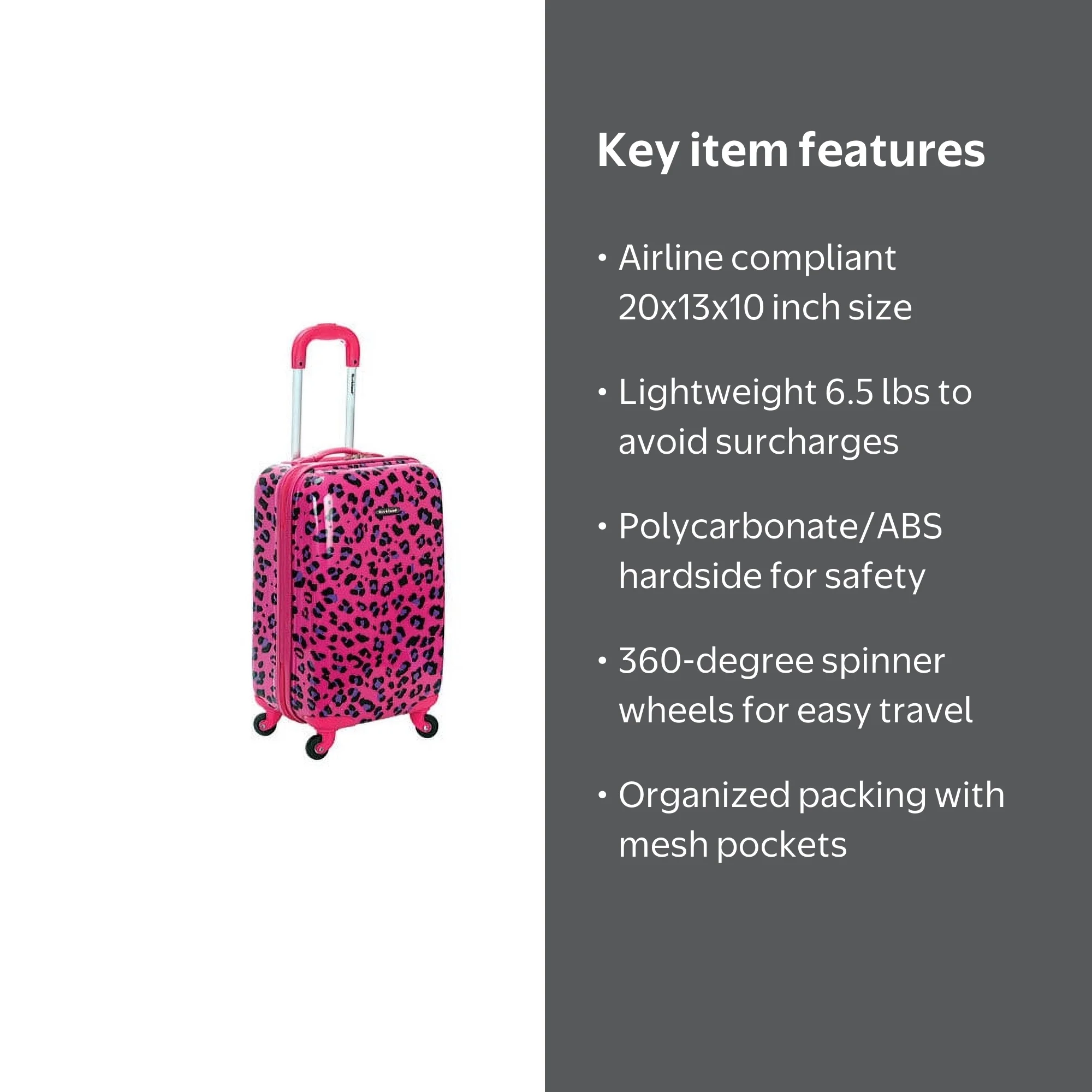 Rockland, Carry On Luggage, 20‚Äù, Polycarbonate, Unisex Black