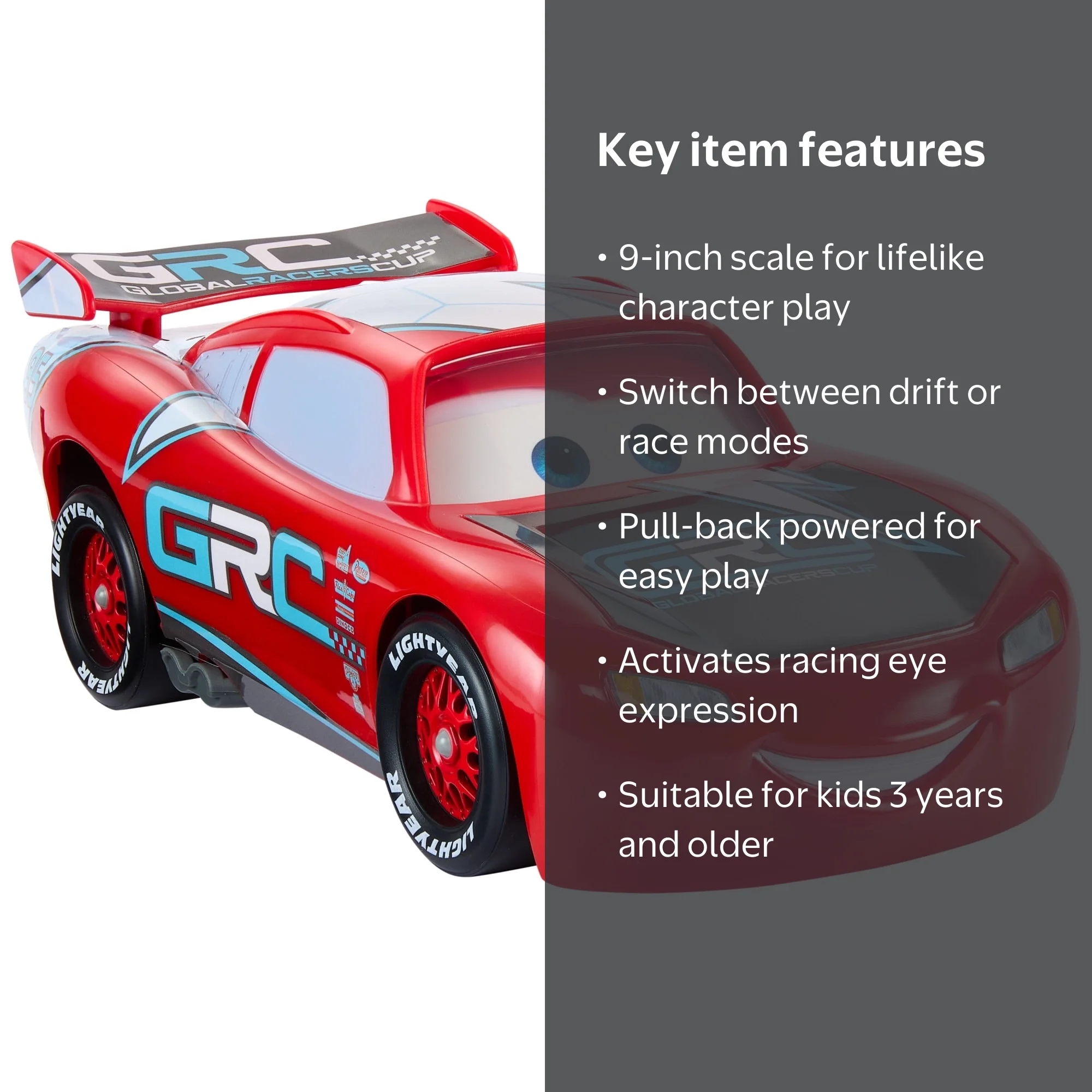 Disney Pixar Cars Lightning McQueen Toy Vehicle with 2 Modes, 9