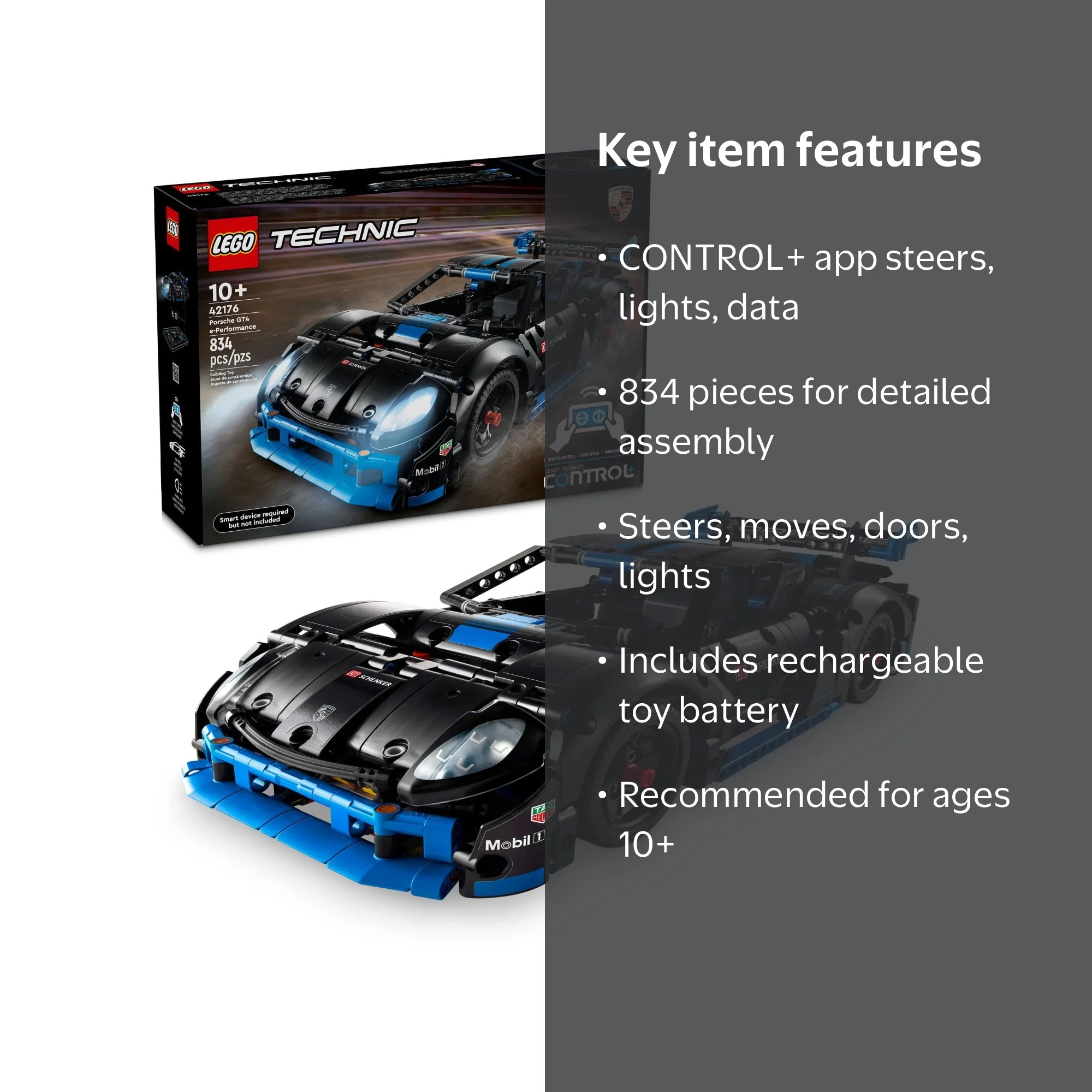 LEGO, Technic Porsche GT4 e-Performance Race Car Toy, 42176