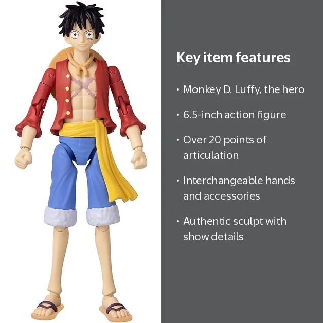 Anime Heroes, One Piece Monkey D. Luffy Action Figure, 6.5 inch