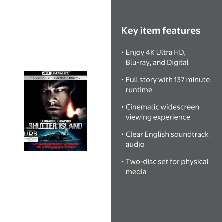 Shutter Island 4K Ultra HD + Blu-ray + Digital set in 1954
