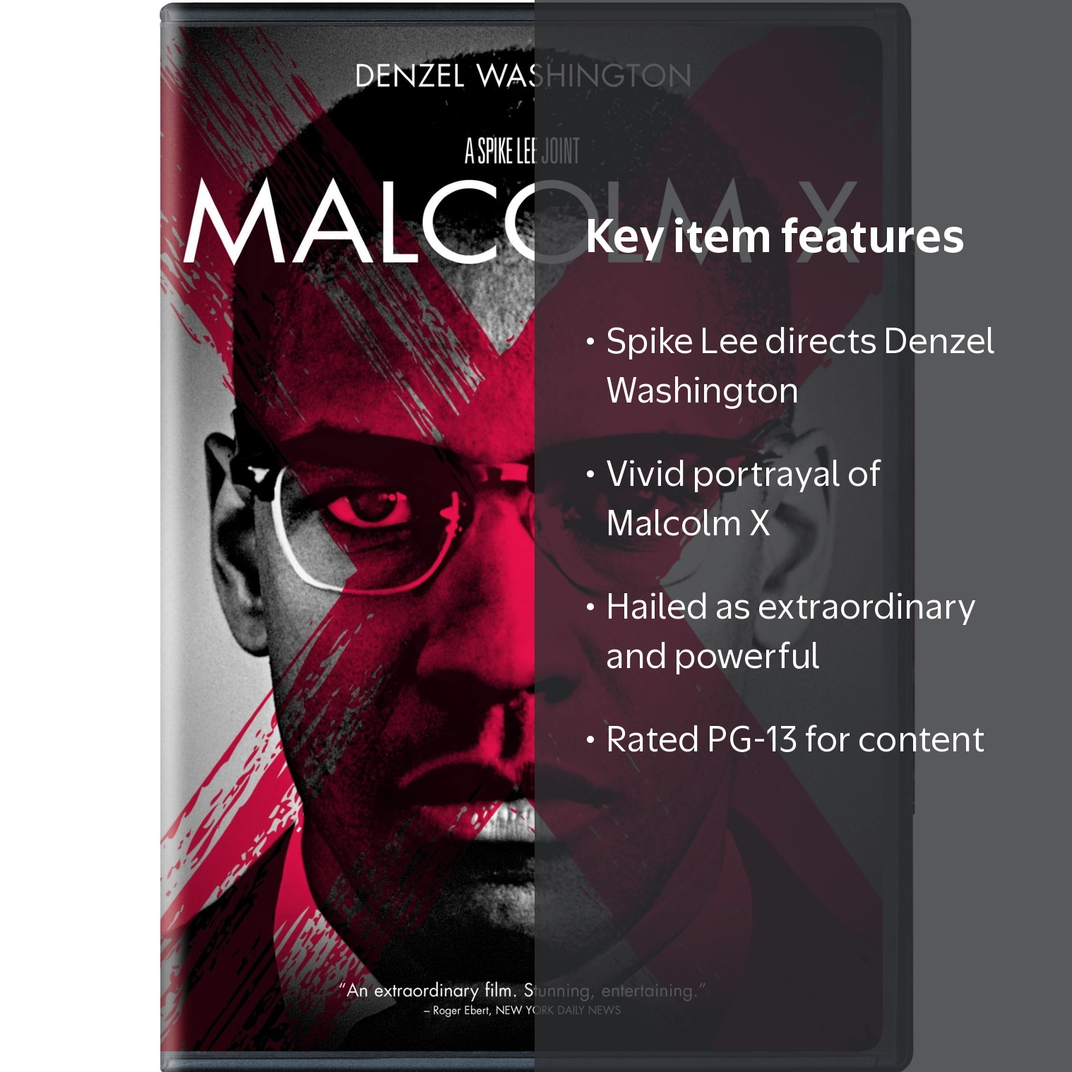 Warner Bros Malcolm X DVD, Drama, PG-13, starring Denzel