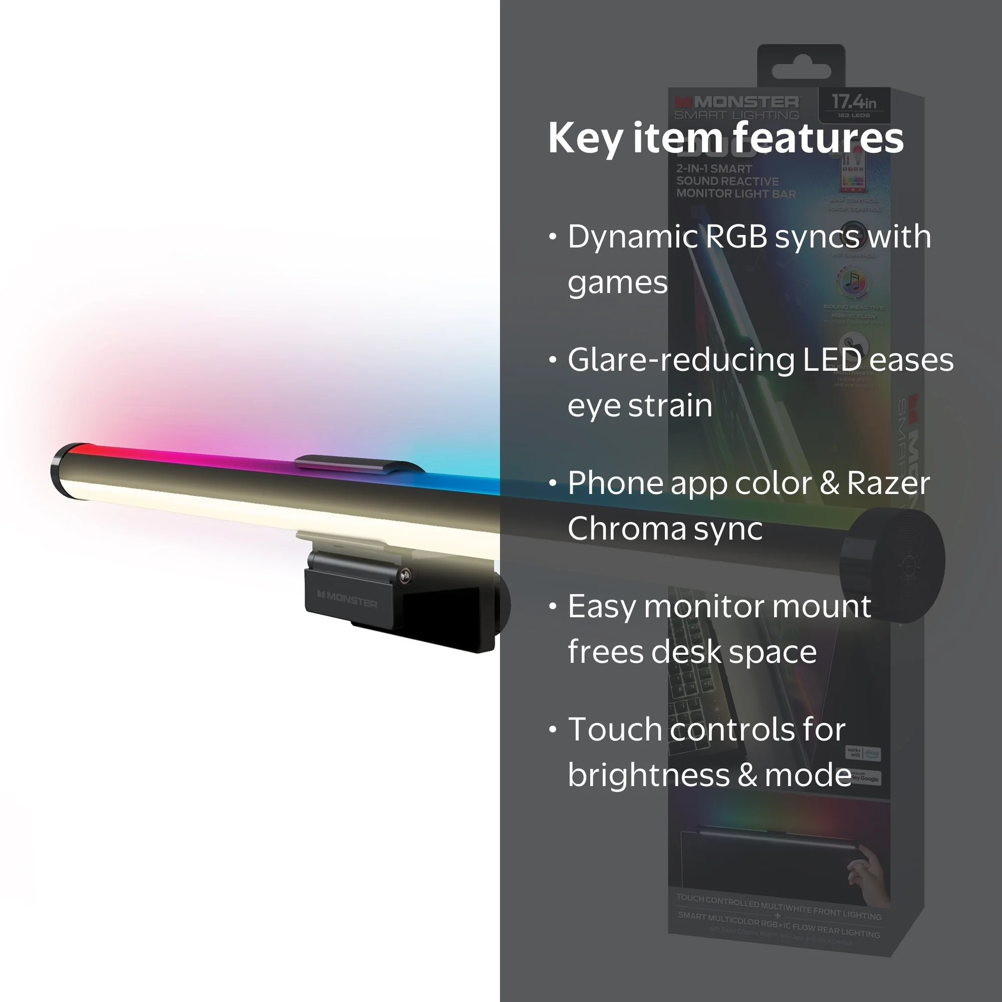 Monster LED Duo Monitor Light Bars, Smart Color Control - Walmart.com