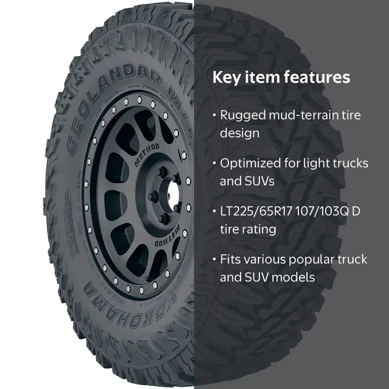 Yokohama Geolandar M/T G003 Mud Terrain Tire LT225/65R17 - Walmart.com