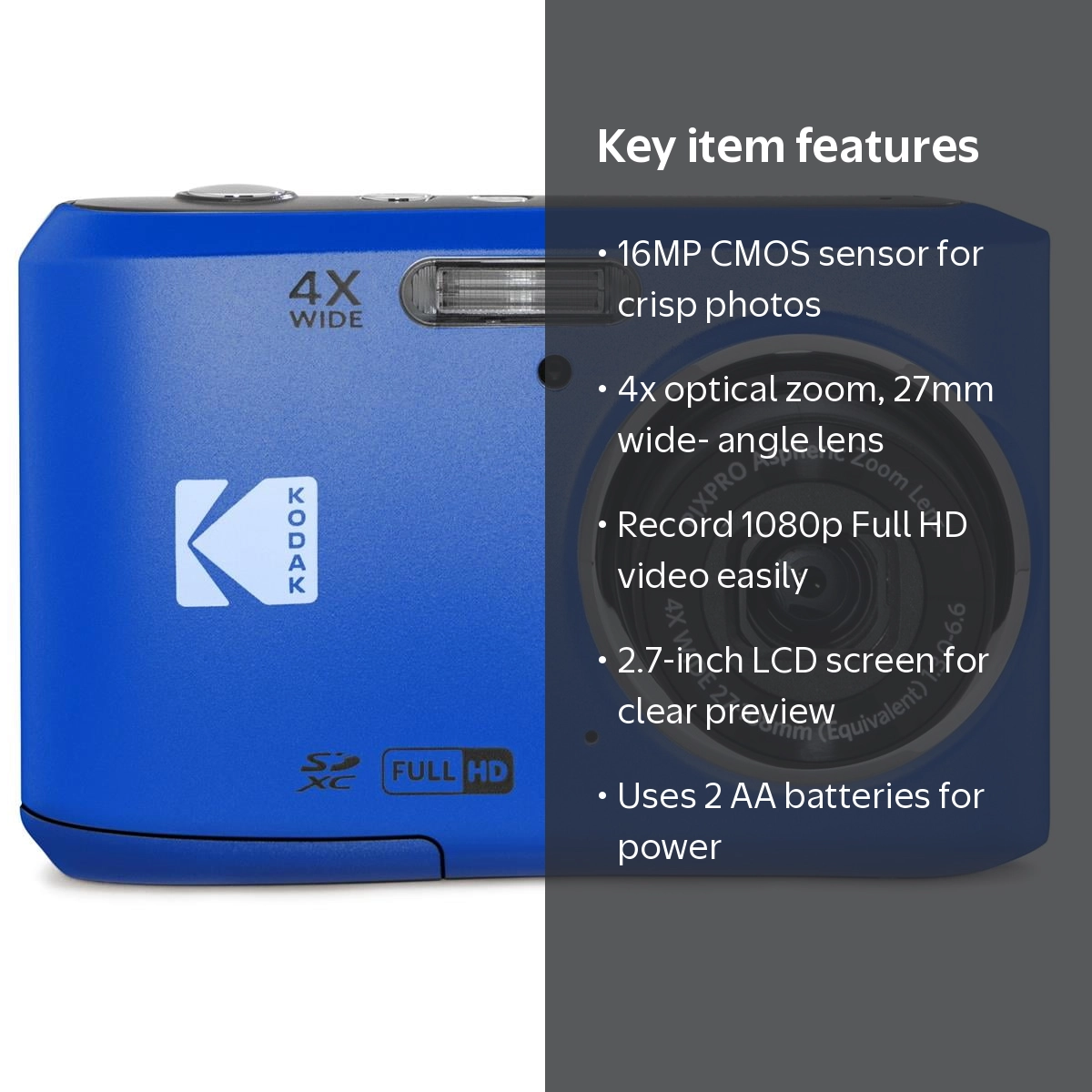 Kodak, Digital Camera, FZ45, 16MP with 4X Optical Zoom - Walmart.com