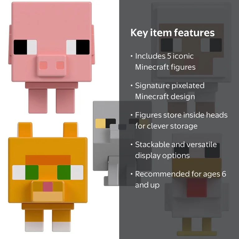 Minecraft Mob Head Minis Farmland Figure 5-Pack - Walmart.com