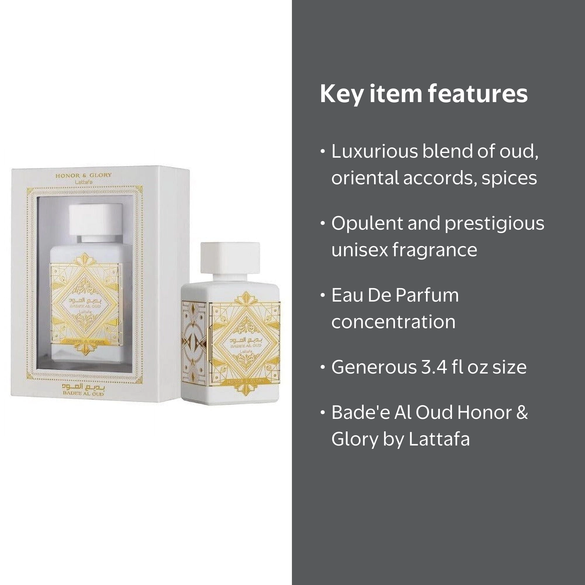 Lattafa Bade'e Al Oud Honor & Glory Eau De Parfum 3.4 Oz Unisex