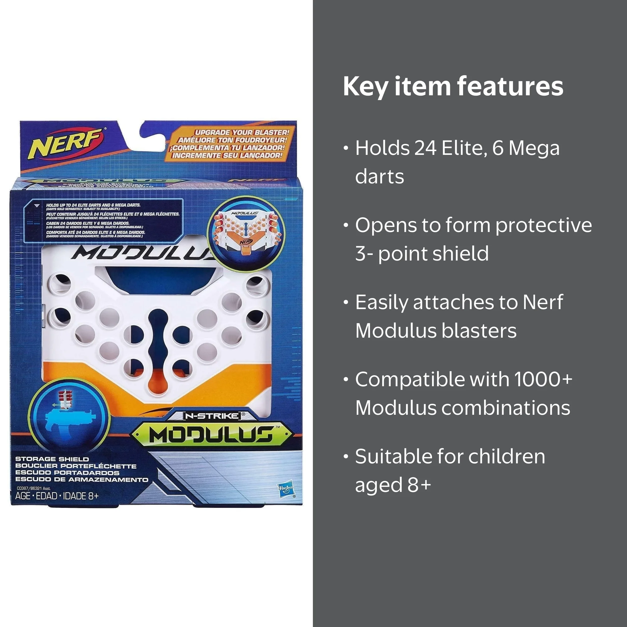 Nerf Modulus Storage Shield for Nerf Blasters, Dart Storage