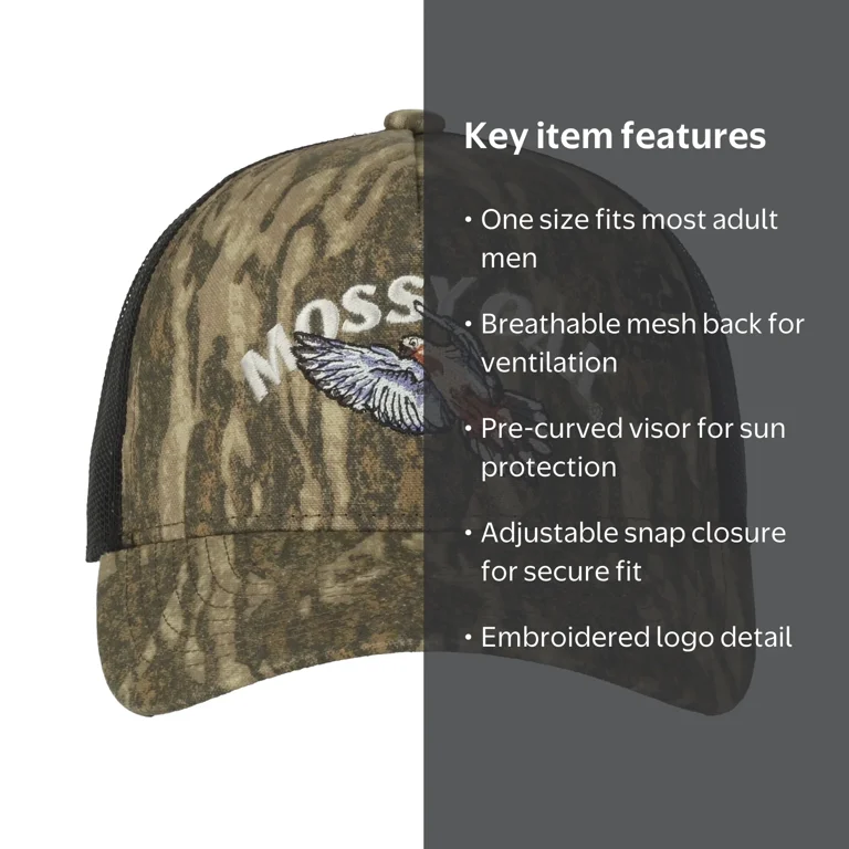 Men's Mossy Oak Dove Logo Embroidered New Bottomlands Camo 6 Panel
