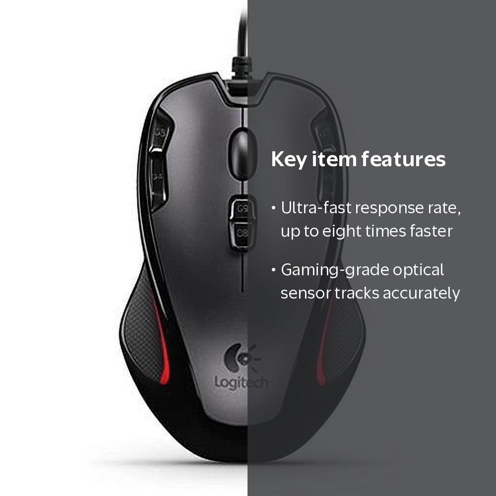 Logitech G300S Wired Optical Gaming Mouse, 2500 dpi, USB