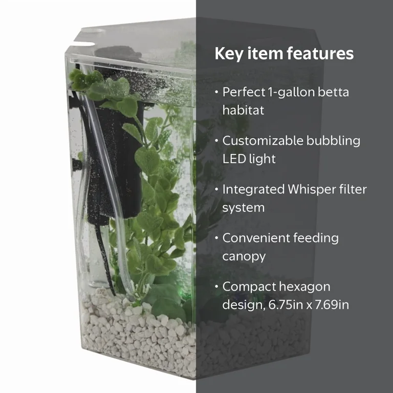 Tetra 1 Gallon Hexagon LED Aquarium Kit with Bubbling, Color