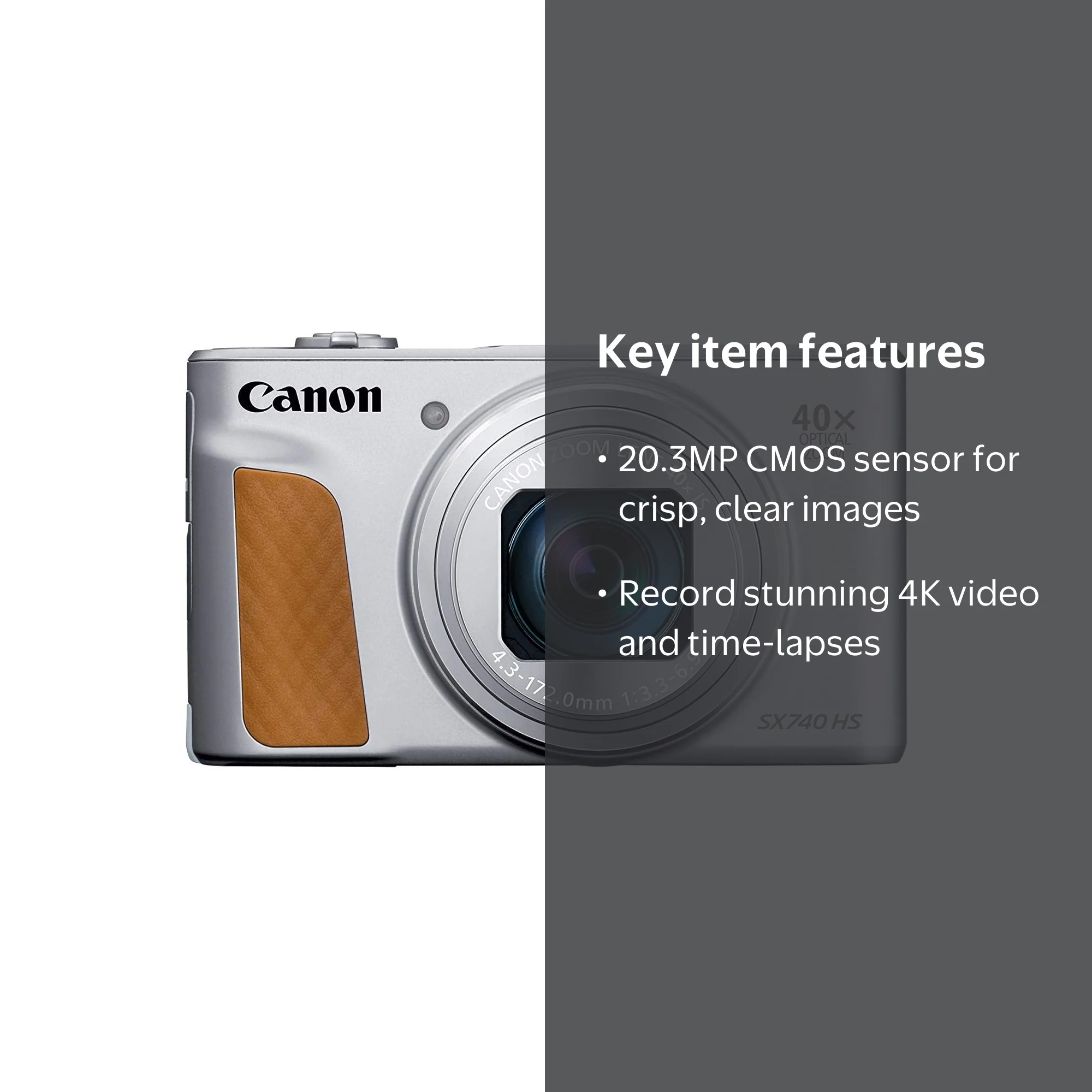 Canon PowerShot SX740 HS Digital Camera, 20.3MP, 40x Optical Zoom