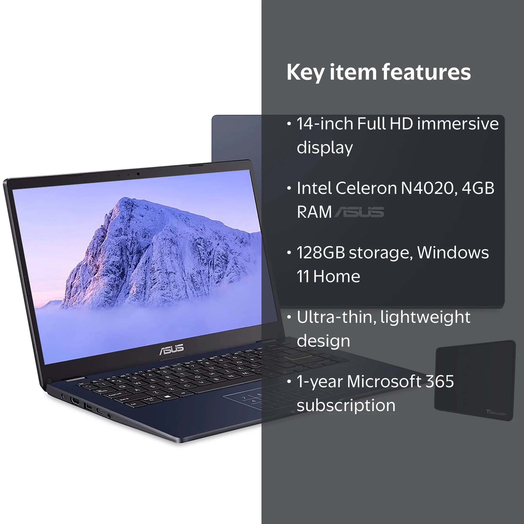 ASUS Laptop L410 Ultra Thin Laptop, 14” FHD Display, Intel Celeron
