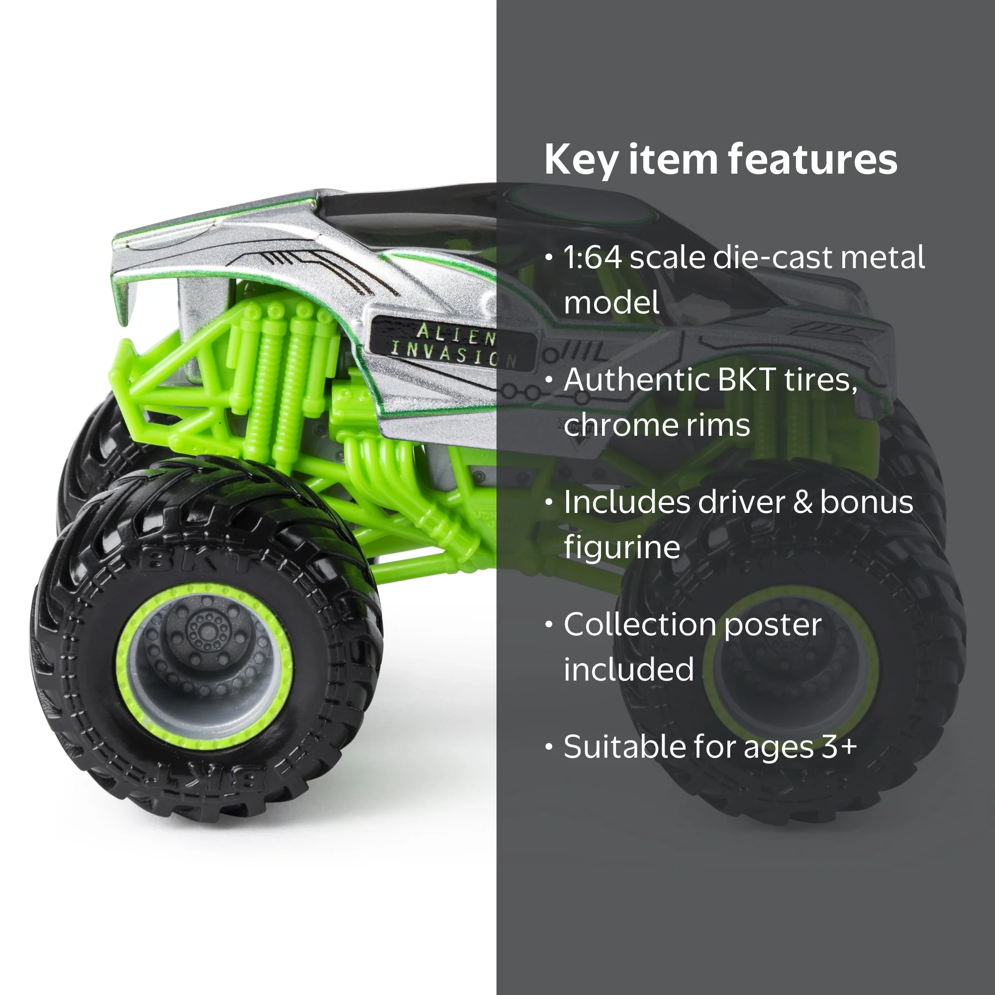 Monster Jam Alien Invasion Truck Die-Cast 1:64 Scale with Driver
