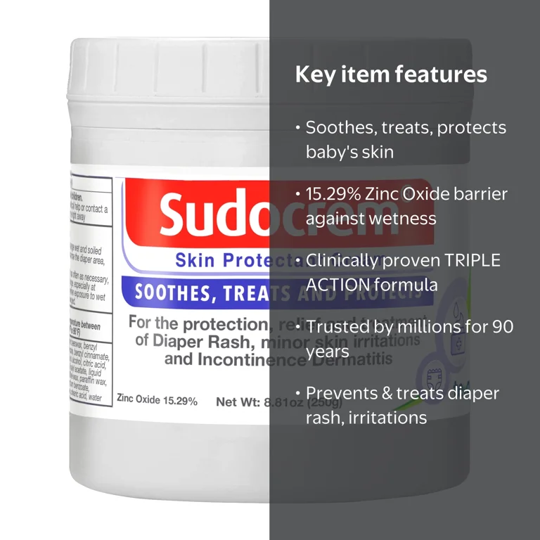Sudocrem Diaper Rash Cream, Soothes and Protects with 15.29% Zinc