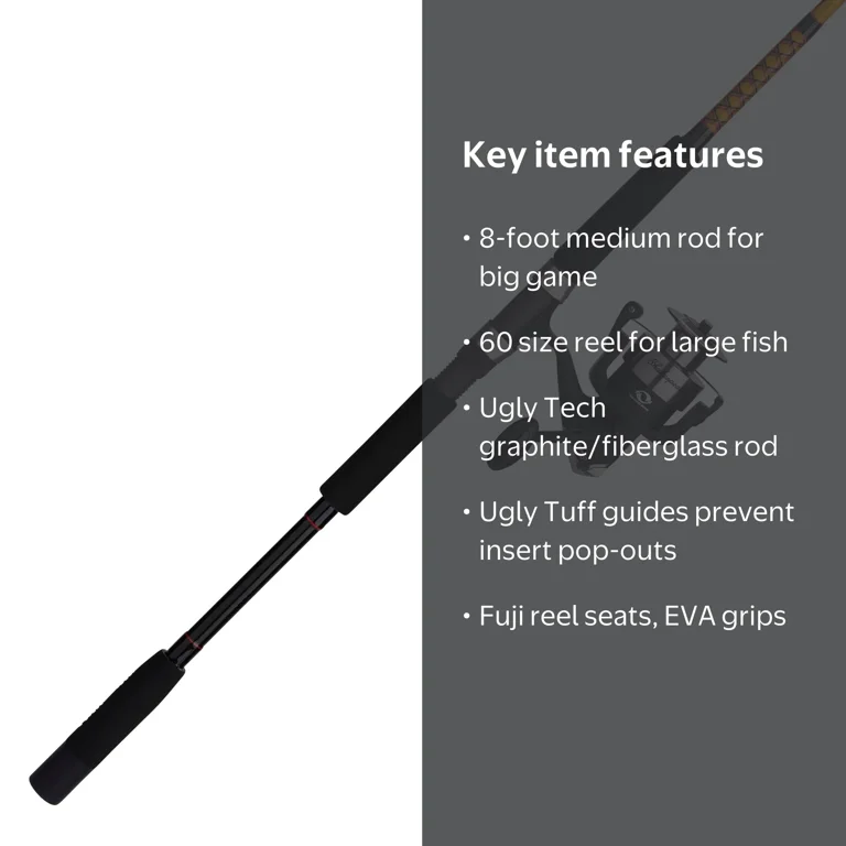 ugly stik 8 ft combo Tuff 8+ Spincast The Clear Tip and the combination graphite and fiberglass construction enhance the sensitivity from cast to bite Ugly Stik Carbon Spinning Combo