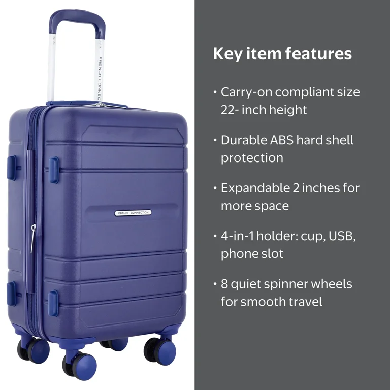 French Connection 22-Inch Expandable Rolling Carry-On Luggage with