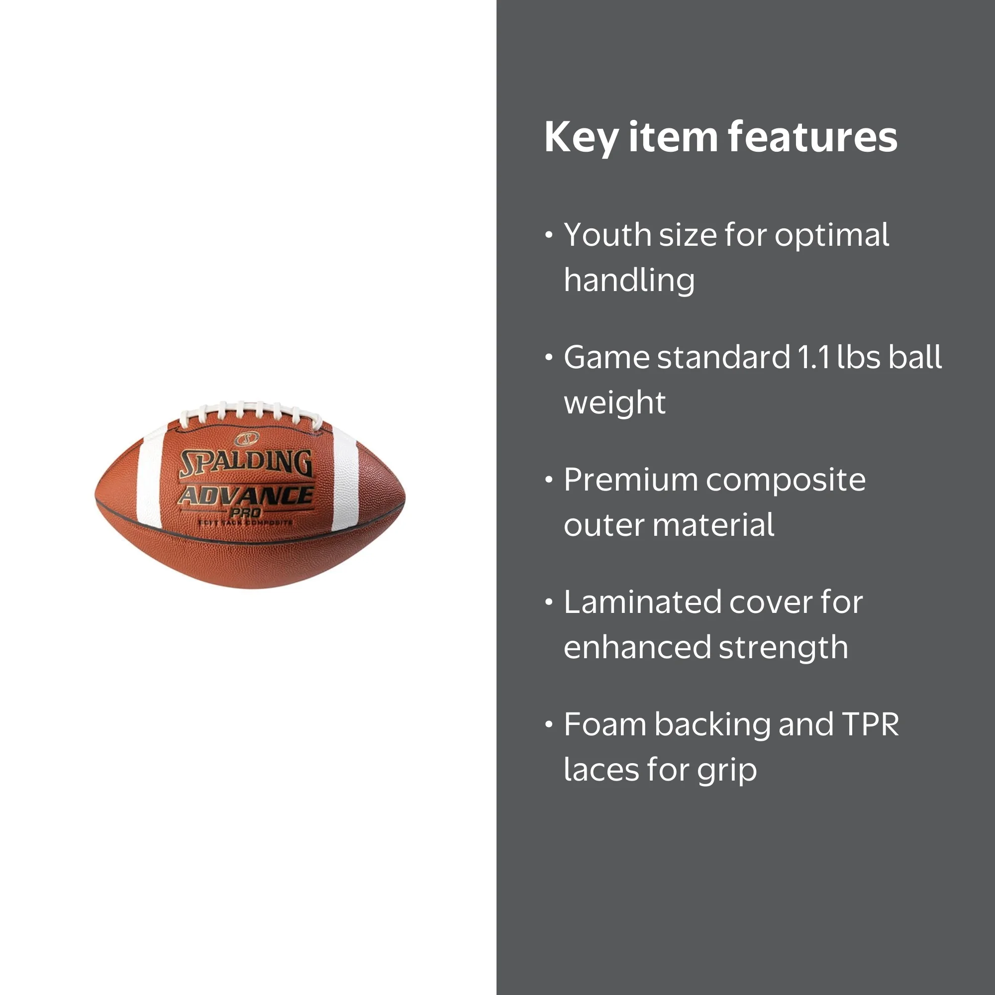 Spalding Youth Football, Advance Pro Composite, Laminated Foam