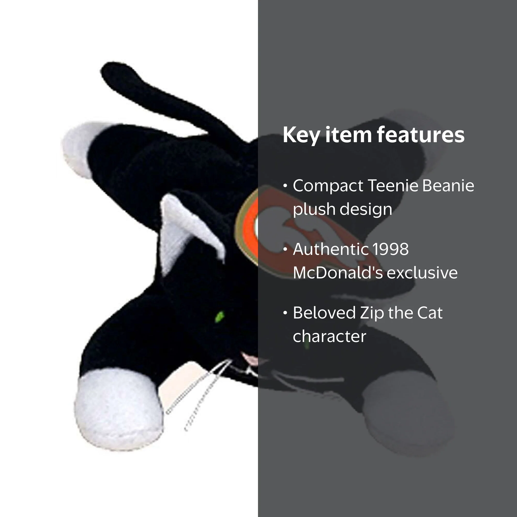Beanie Babies McDonalds 1998 Zip the Cat Teenie Beanie Plush